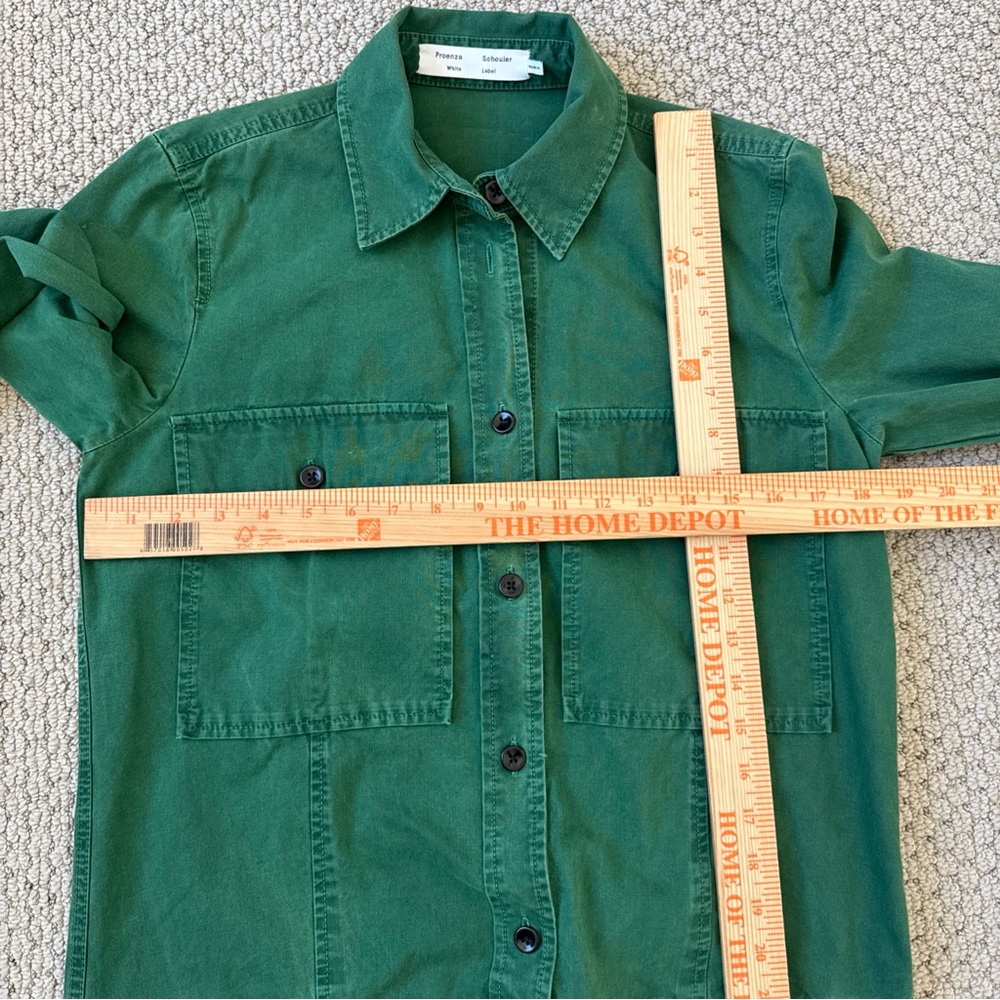 Proenza Schouler White Label Green Long Sleeve Button Down Collared Dress Size 4 - Picture 6 of 10